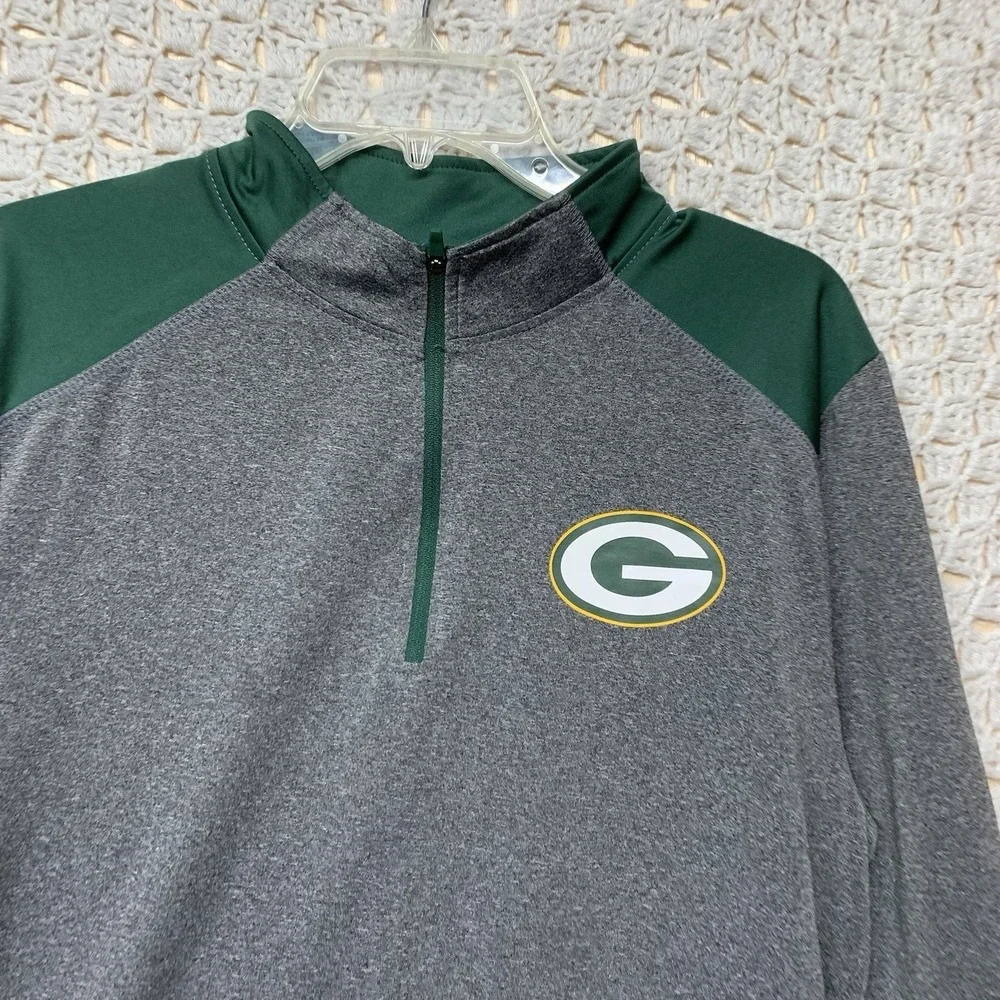 Green Bay Packers 1/4 Zip Pullover Shirt Mens Sz‎ L NFL Team Apparel Gray